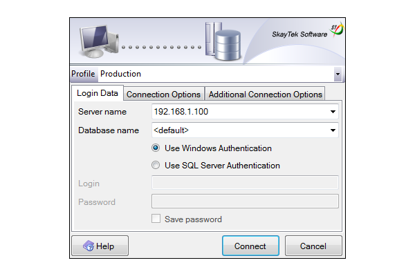 SQL Connection Dialog - Kontrolka, którą można zaimplementować w każdej aplikacji, która wymaga autoryzacji połączenia z serwerem bazodanowym.