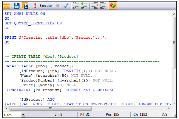 SQL Script Editor - Kontrolka, którą można zaimplementować w aplikacjach, które operują na obiektach bazodanowych na poziomie wykonywanych zapytań SQL, oraz w aplikacjach autorskich, które pobierają dane, wyświetlają lub modyfikują struktury danych.