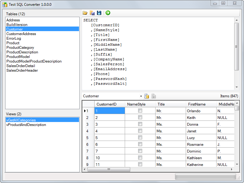 SQL Converter - Aplikacja do migracji struktur danych z bazy MS SQL Server do SQLite.